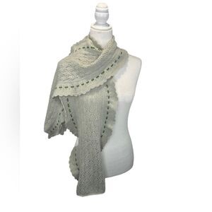 Anne Klein scarf Angora blend light green